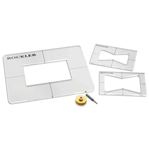 Bow Tie Inlay Kit With Frame, Bit, And Bushing For Precise Router Inlays And Decorative Woodworking Templates, transparent set