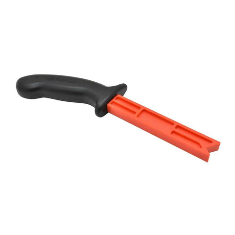 Plastic Magnetic Push Stick with ergonomic black handle and red shaft for safer table saws routers and jointer work.