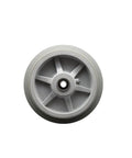 Bulletproof 8 X 2 Inch Replacement Thermoplastic Rubber Flat Tread Wheel with precision ball bearing, viewed from the top.