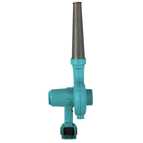 Compact Cordless Leaf Blower Delivering Hella Powerful 167 Mph Airflow And Variable Three Speed Control Built For Zero Hassle Yard Cleanup Ultra Lightweight Tool Only Package For Quick Pros side view of blower with turquoise body and metal nozzle.