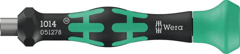 Close-up of green and black bit-holding screwdriver handle from Modular Micro 21-Piece Tool-Check Bit Set With Bit-Holding Screwdriver