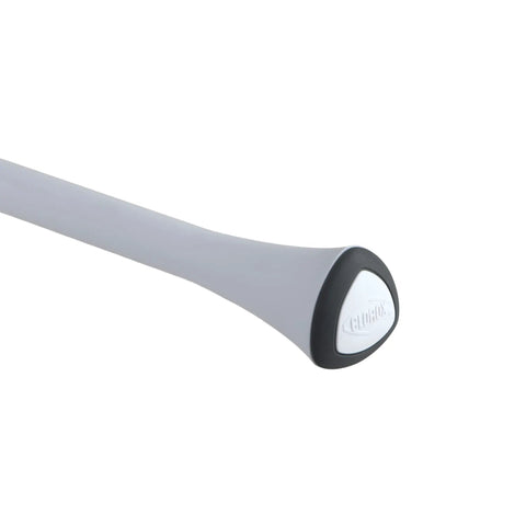 Handle of Heavy Duty Toilet Plunger With Hideaway Holder Caddy, non-skid rubber base, white and gray, detail view
