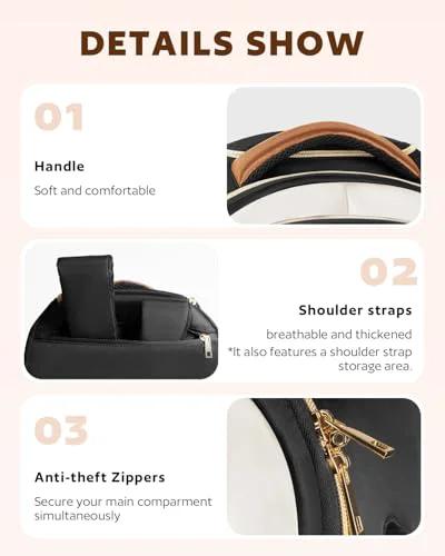 40L rolling travel backpack for women showing handle, shoulder straps, and anti-theft zippers features