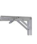 Two Piece Folding Angle Bracket Shelf Heavy Duty Adjustable Wall Mount For Tools White 12 Inch Space Saving Fold Up Design For Garage Workshop