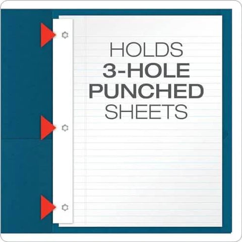 Blue Two Pocket Folders With Two Fasteners For Letter Size Papers Holds Up To 135 Sheets Includes Die Cut Business Card Pocket