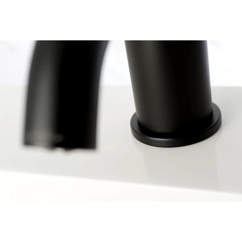 Close-up of Concord Matte Black Bathroom Faucet With Solid Brass Construction, one handle operation, ceramic disc cartridge detail