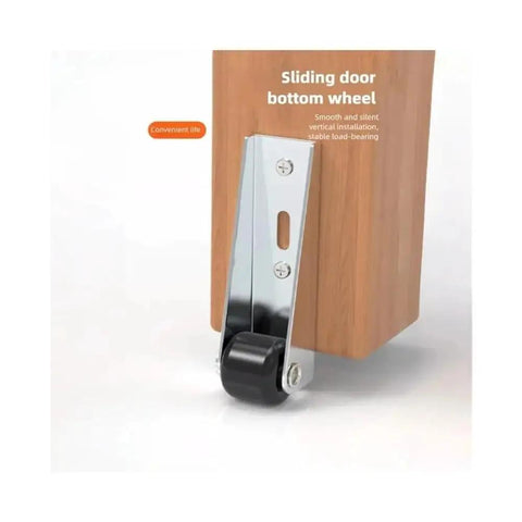 Heavy Duty Low Profile Anti Sag Gate Rollers With Slick Sealed Ball Bearings And Tough Floor Glide Pads For Hefty Wood Gate Swings No Stress Setup Today, close-up of sliding door bottom wheel.