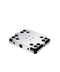 Boss Level Heavy Duty Five Axis Self Centering Vise With Knockout Clamping Grip Pro Shop Machining Fixture For Workbench and Precision DIY Builder Projects, silver mounting plate.