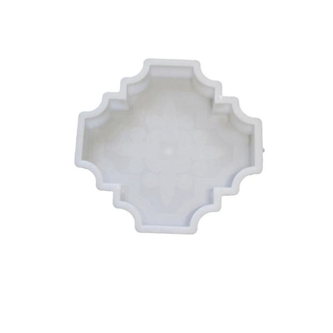 White plastic mold for stepping stones, part of the Two Pack Concrete Molds For Walkways And Garden Pavers Reusable Plastic Brick Molds