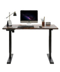 Rock Solid 55 Inch Electric Standing Desk With Dual Motor Lift For Huge Gaming Setup Or Home Office Work Table with computer and lamp