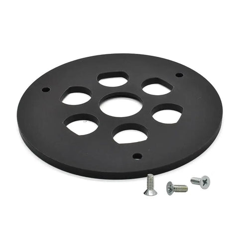 Premium Router Sub Base With Five Point Seven Five Inches And One And One Eighth Inch Opening, black acrylic, designed for jig setup.