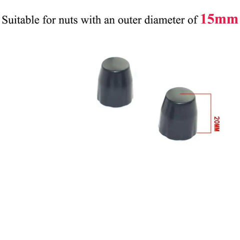 Two black 8 Pack Fifteen Millimeter Bike Hub Axle Dust Covers Replacement End Caps For Bicycle Wheel Nuts Inner Diameter 15 Mm Plastic Covers