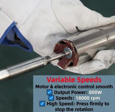 Heavy Duty Pneumatic Air Die Grinder 18000 Rpm With 1/4 Collet showing motor control with speed settings and grip detail.