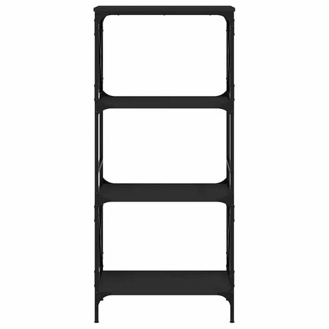 Dope 4 Tier Industrial Bookcase Black With Engineered Wood And Metal Frame For Living Room And Office Modern Loft Style Display Shelf Sturdy Storage Organizer 23.2x13.8x52 Inches with empty tiers
