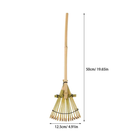 Solid Bamboo Garden Rake For Sandboxes And Landscaping, 19.7 Inch, eco-friendly yard tool, Japanese inspired design, side view