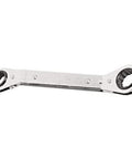 Offset Ratcheting Box End Wrench 5/8 X 3/4 Inch With Full Polish Finish For Corrosion Resistance, shown with 12-point box ends.