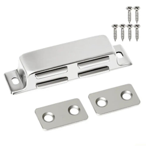 Stainless Steel Cabinet Magnetic Catch Latch For Wardrobe And Cupboard Doors Push To Open, Sliding Door Stopper with screws and plates