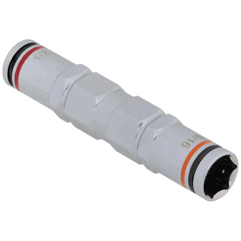 9-In-1 Magnetic Pass-Through Hex Nut Driver With SAE Sizes 3/16 To 3/4 Inch, shiny metal finish, viewed from side