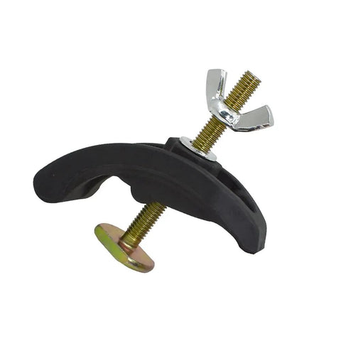 Rock Solid 4 Pack CNC Arcuate Press Plate Clamps With Tight T Track Hold Down Hardware secure workpieces with a durable grip handle.