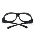 Rock Solid Co2 Laser Safety Glasses Featuring Clear Glass Optics And OD6 Plus Rating Built For 9000 To 11000Nm Wavelengths, black frame front view.