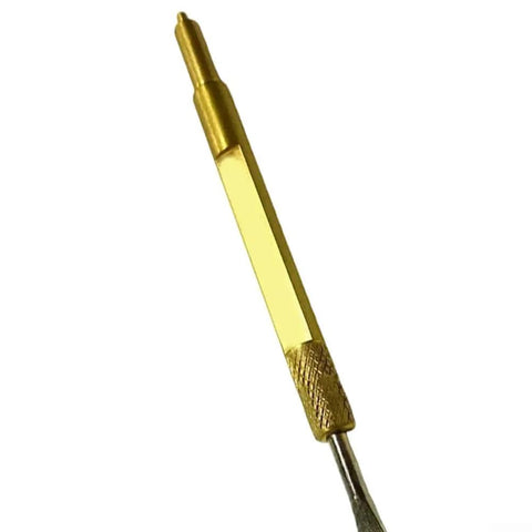 Carburetor Adjustment Tool For 670377 Carburetor Models Pro Grade Calibration Wrench, steel tool close-up, brass finish