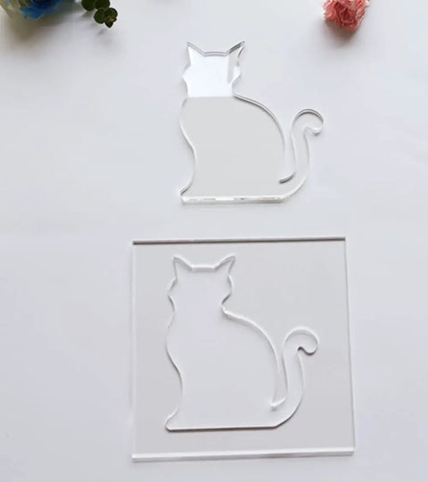 Clear Acrylic Cat Paw Router Template For Woodworking Solid 1/4 Inch Thick Jig For Resin Epoxy Inlay Crafts showing cat shapes.