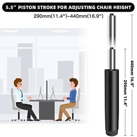 5.5 Inch Adjustable Office Chair Gas Lift Cylinder Replacement With Universal Fit, Heavy Duty Hydraulic Black Piston