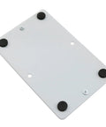 Bottom view of Adjustable PCB Circuit Board Holder 120x80mm with anti slip sponge pads, stainless steel clamp platform for soldering