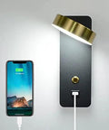 Smooth Led Wall Sconce With Hassle Free Switch And Quick Usb Port Cast From Tough Iron Packs A Slick Matte Black Look And Reliable 4000k Glow Perfect For Bedrooms, Hallways, Garages, Restaurants And Home Offices with USB charging.