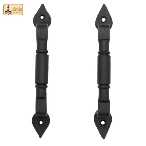 Mystic Colonial Rustic Cast Iron Barn Door Handles Set Of 2 In Black Finish Six And Three Quarter Inch Pull Handles for cabinets
