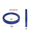 Badass U And Y Hydraulic Oil Seal Set Featuring Tough Polyurethane Lips That Resist Wear And Oil Degradation, blue seal ID OD H