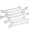 Metric Jumbo 7 Piece Combination Wrench Set With 12 Point Box End For 34 36 38 41 42 46 And 50 Millimeter Fasteners Beefy Carbon Steel Build Angled Open End For Tight Spaces Pro Grade Hand Tool Kit displayed
