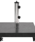 Rock Solid Parasol Base In Black Granite With Stainless Steel Construction Square Design Heavy Duty Medium Outdoor Umbrella Stand