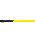 Side view of 12-inch water pump pliers with soft resin jaws and built-in spring, yellow handle, adjustable grip.