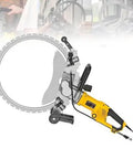 Premium Heavy Duty Electric Concrete Circular Saw Delivering Water Fed Dust Suppression And High Speed Ring Blade For Knockout Granite Cuts and Wall Chasing Projects With Durable Carry Case, close-up view.