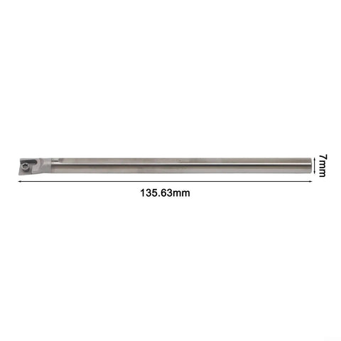 Solid Carbide CNC Tool Holder With 100mm Length And 7mm Shank, AntiVibration Boring Bar, side view with dimensions shown