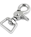 Front view: nickel-plated trigger snap clip with swivel, square eye, 2.5-inch die-cast hook for keychains and leashes