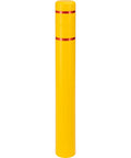 Heavy Duty Reflective Bollard Sleeve Six Inches Wide By Fifty Two Tall Dang Tough Thick Hdpe Guard with yellow finish and red markings