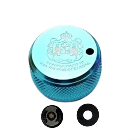Light blue Aluminum Alloy Fishing Reel Brake Knob With Internal Sound Kit for baitcasting reels shown from top view