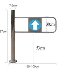 Built Like A Tank Metal Swing Security Gate For Shops And Warehouses Decorative Plate Hides Bolts Super Easy Install Smooth Auto Swinging Silver 70x97cm Total No Stress Setup with size dimensions shown.