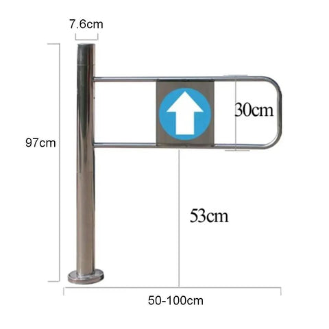 Top Shelf Hella Durable Industrial Metal Swing Gate With Slick Silver Finish For Secure Warehouse And Retail Entry Featuring Quick Install Hardware And Decor Covers, dimensions 97cm height, 53cm width.