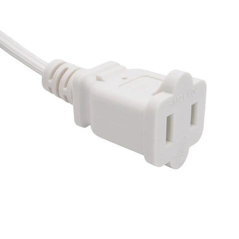 10 Foot Polarized Two Prong Power Cord With Two Outlet Extension Cable NEMA 1-15P To 1-15R 10A 125V White