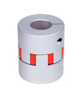 Flexible Jaw Coupling For 14mm To 25mm Shafts 55mm Length 66mm Overall Aluminum Vibration Damping Shaft Coupler For 3D Printers CNC Routers Engraving Drilling And Milling Machines, silver with red spider