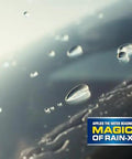 Close-up of water beads on a windshield showcasing Rain-X tech for All Weather 2-In-1 Windshield Wiper With Water Repellent Tech.