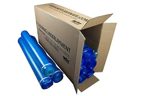 Heavy Duty 3In1 Vapor Barrier Flooring Underlayment 2Mm Thick With SelfSealing Tape Strip Covers 500 Square Feet packaging with rolls