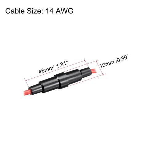 2 Pack Inline Screw Type Fuse Holder 14 Gauge AWG For 5mm X 20mm Glass Tube Fuse Black, 46mm length and 10mm diameter.