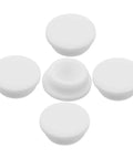 5pcs Silicone Bathtub Jet Cover Plug 30-31mm White for Bubble Ports, round silicone stoppers arranged with variant heights.