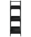 Front view of Engineered Wood 3 Tier Bookcase with Black Metal Frame, 42.7 Inch Tall Bookshelf for Books and Decor, open shelves