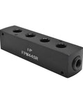 Aluminum Pencil Manifold 3/8 In FPT Inlet To 1/4 In FPT Outlets Rectangular Air Distribution Block Black