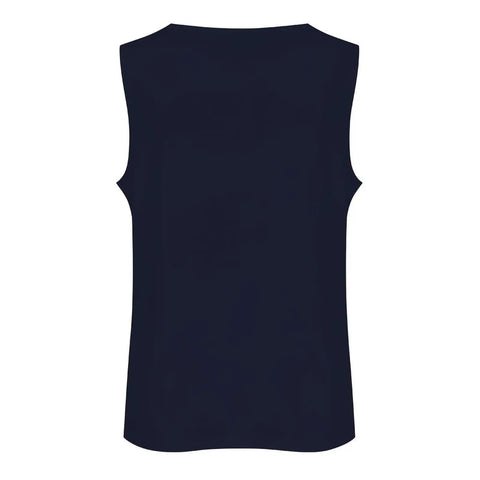 Men's Sleeveless Workout Tank Top With American Flag Graphic For Aircraft Mechanics And Gym Rats Hella Comfy Breathable Cotton Fit Perfect For Heavy Lifting And Daily Street Drip, back view in navy cotton material.